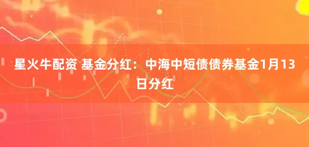 星火牛配资 基金分红：中海中短债债券基金1月13日分红
